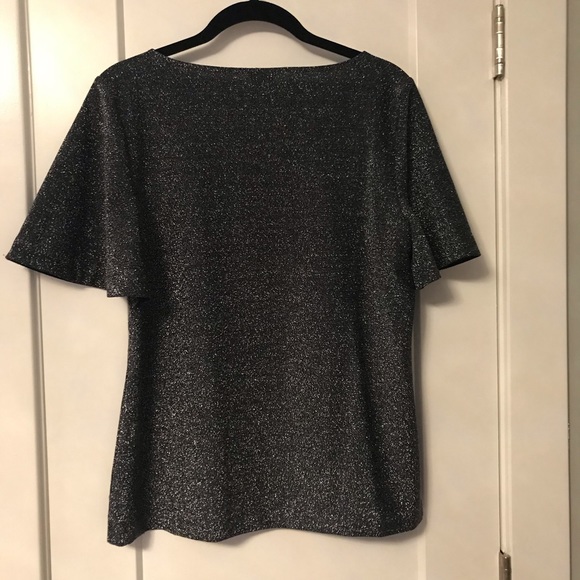 Ann Taylor navy flutter sleeve blouse - Picture 2 of 3